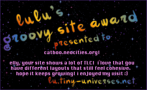 lulu's groovy site award presented to: catboo.neocities.org!