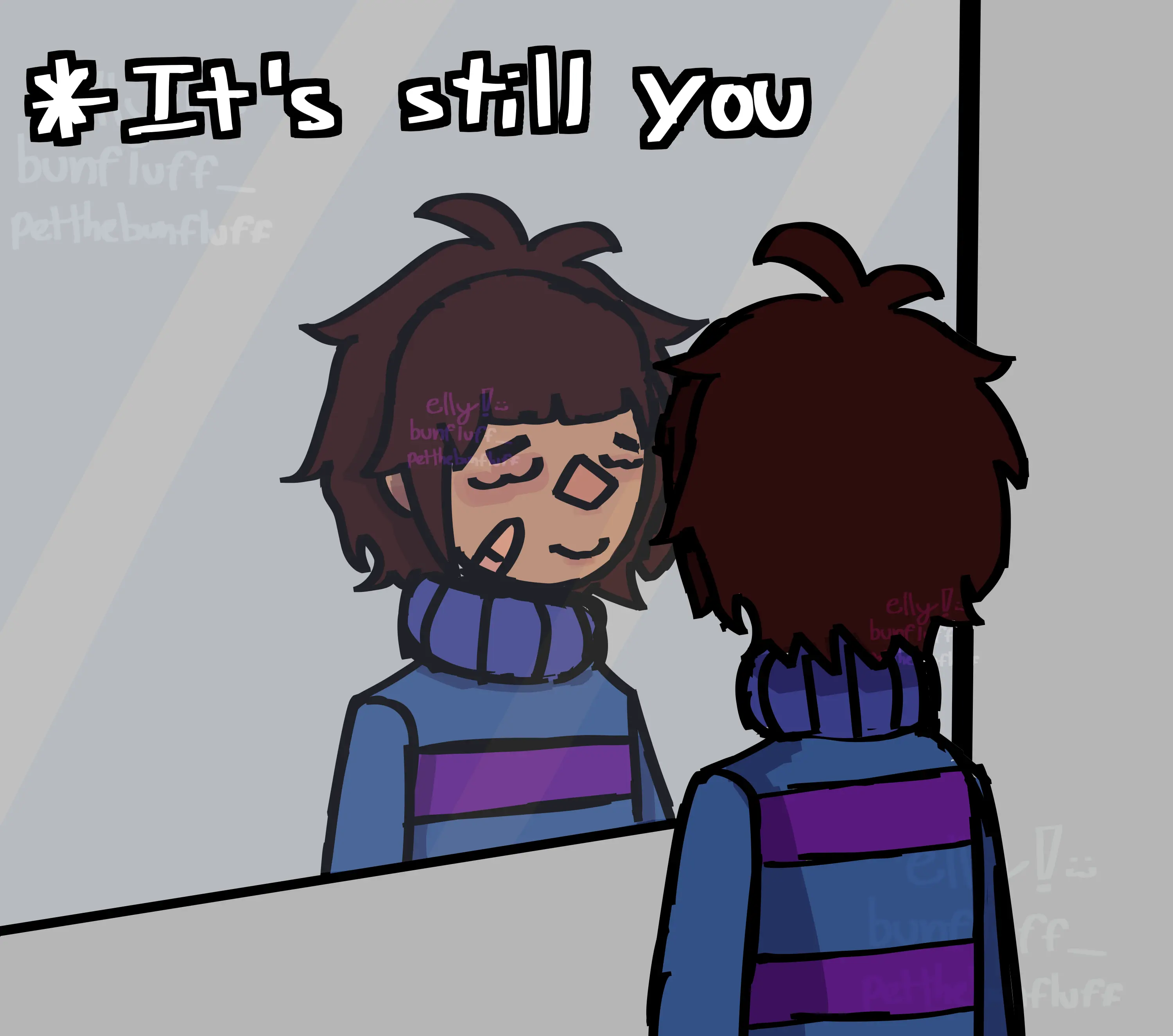 a redraw of the 'despite everything, it's still you' scene from undertale