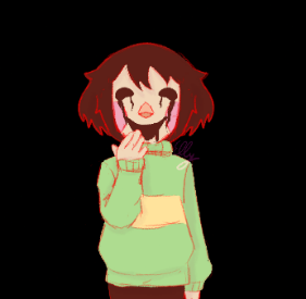 a half-body redraw of a frame of chara laughing